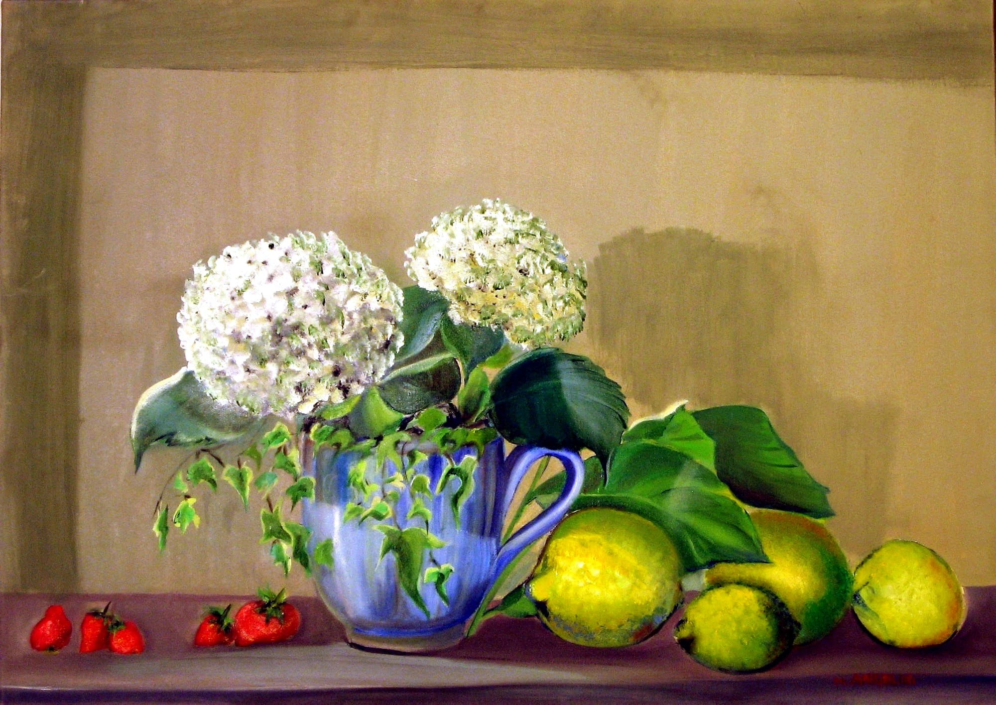 Hortensias blancs et citrons