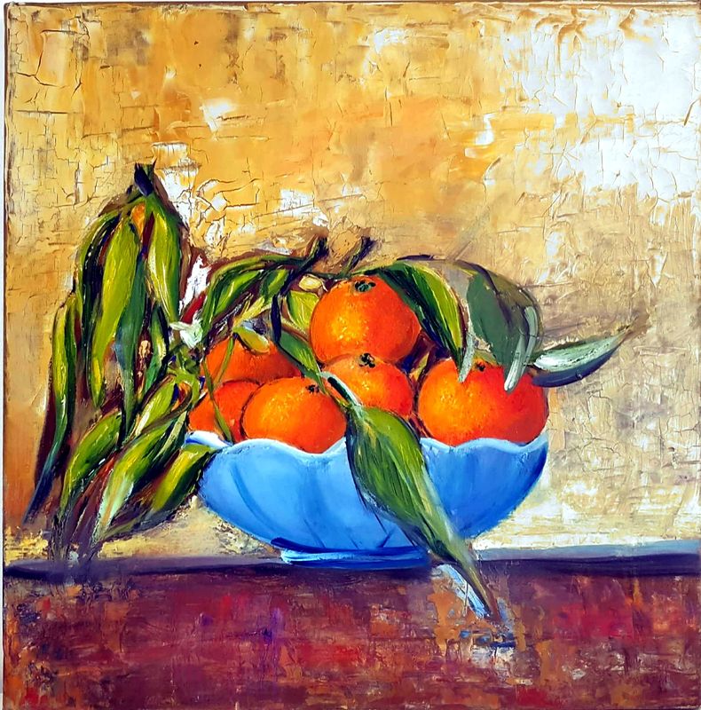 Oranges au saladier bleu